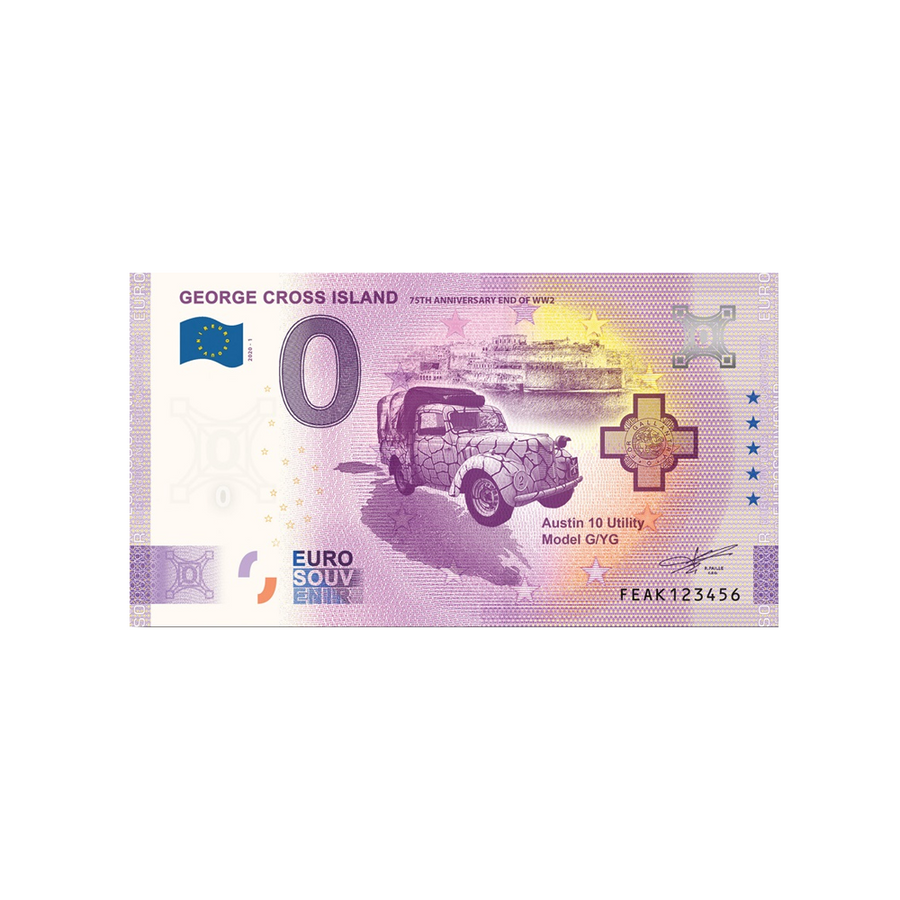 Souvenir -Ticket von null nach Euro - George Cross Island - Malta - 2020