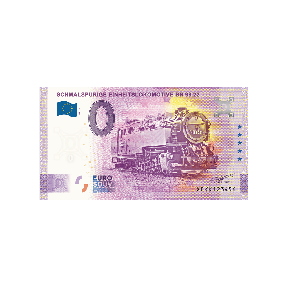 Billet souvenir de zéro euro - Schmalspurige einheitslokomotive BR 99.22 2 - Allemagne - 2021