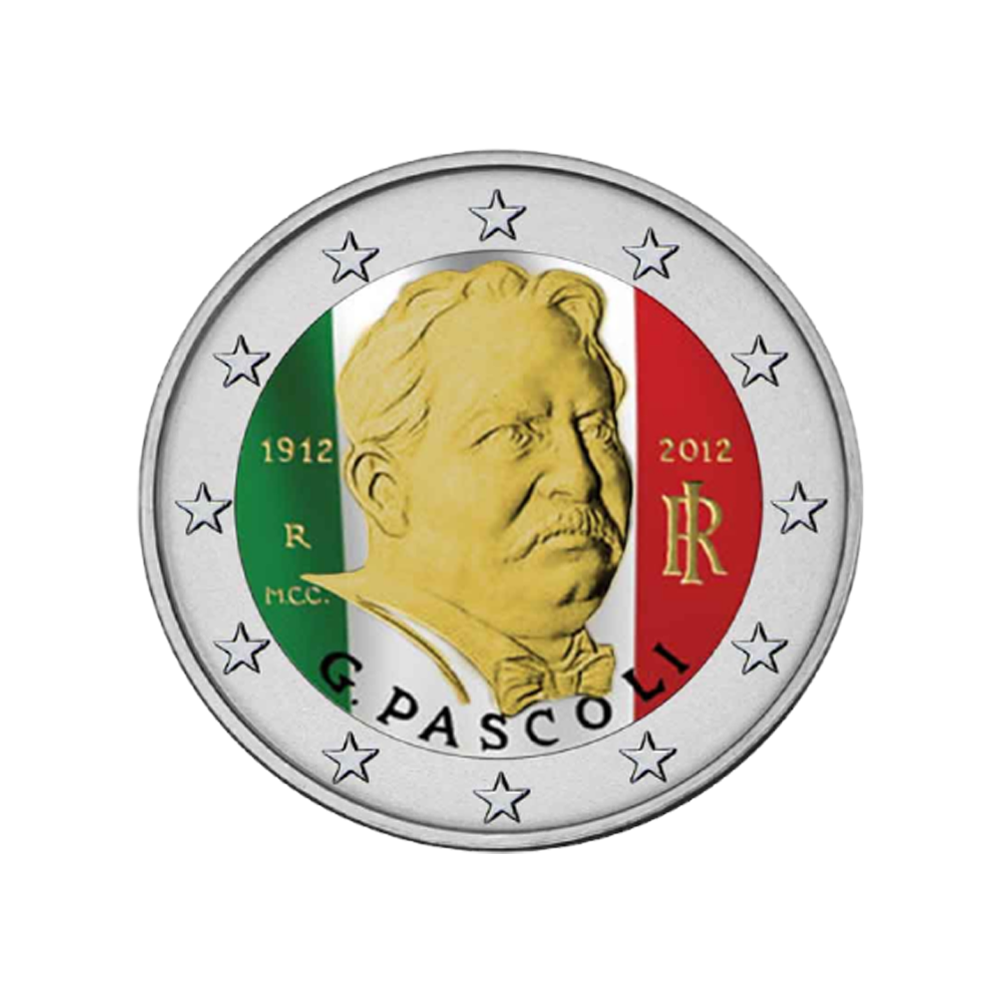 Itália 2 eurosi colorisée 2012 - 08 - 08 - aniversação gratuita e sino previsto de giovanni pascoli