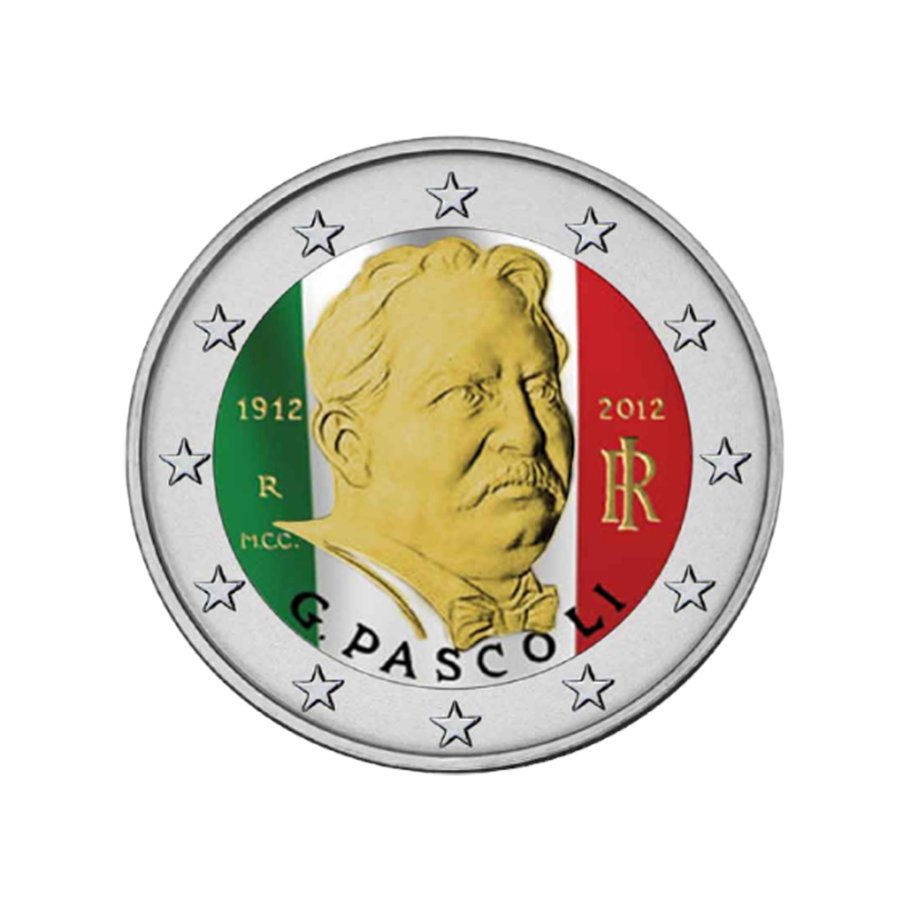 Italie 2012 - 2 Euro Commémorative - 100ème anniversaire de la mort de Giovanni Pascoli - Colorisée