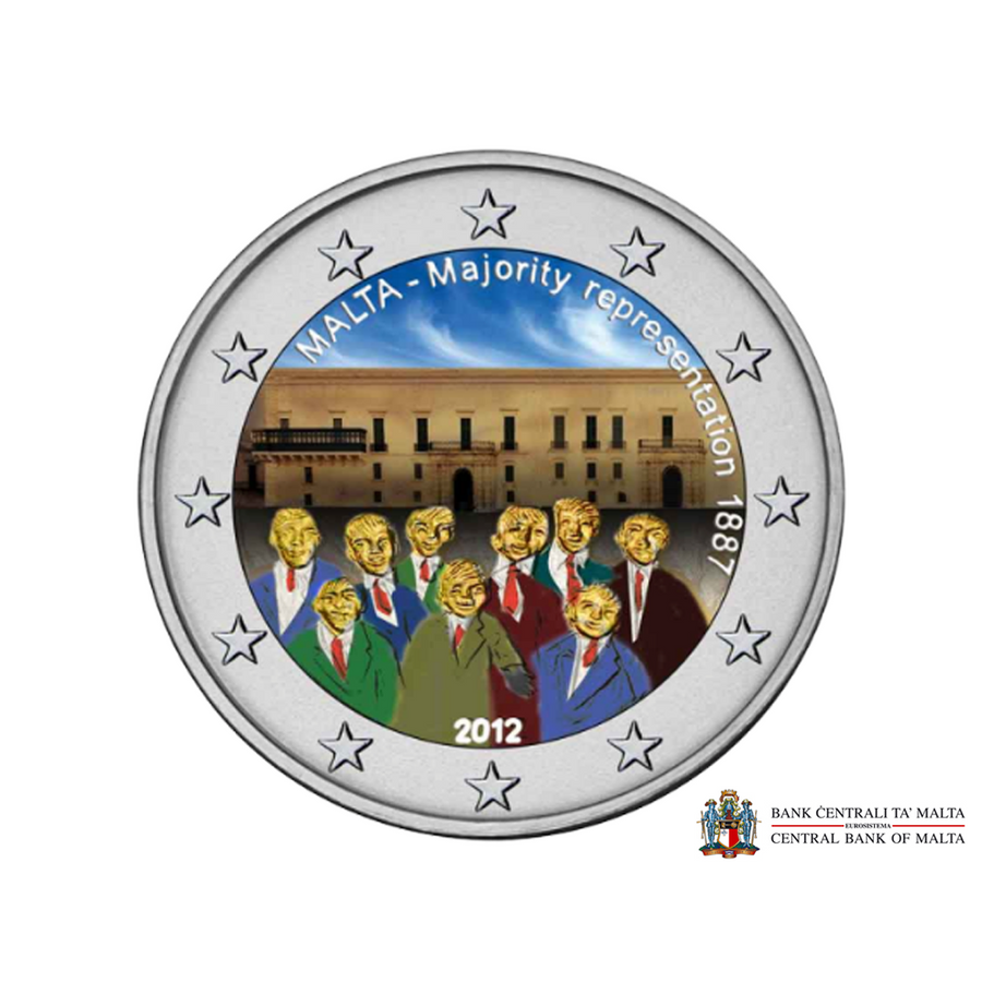 Malte 2012 - 2 Euro Commémorative - 1887 Représentation majoritaire - Colorisée