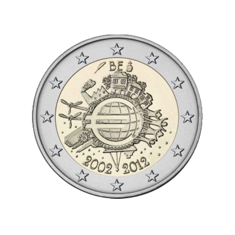Belgio 2012 - 2 Euro Commemorative - 10 anni dell'euro