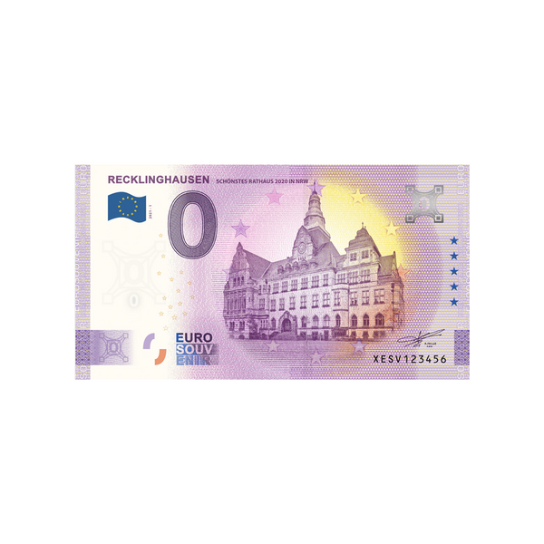 ⁣⁢Null-Euro-Souvenir-Schein - Recklinghausen - schönstes Rathaus 2020 in NRW - Deutschland - 2021⁤⁣