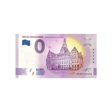 Souvenir -Ticket von Null bis Euro - Recklinghausen - Schöristes Rathhaus 2020 in NRW - Deutschland - 2021