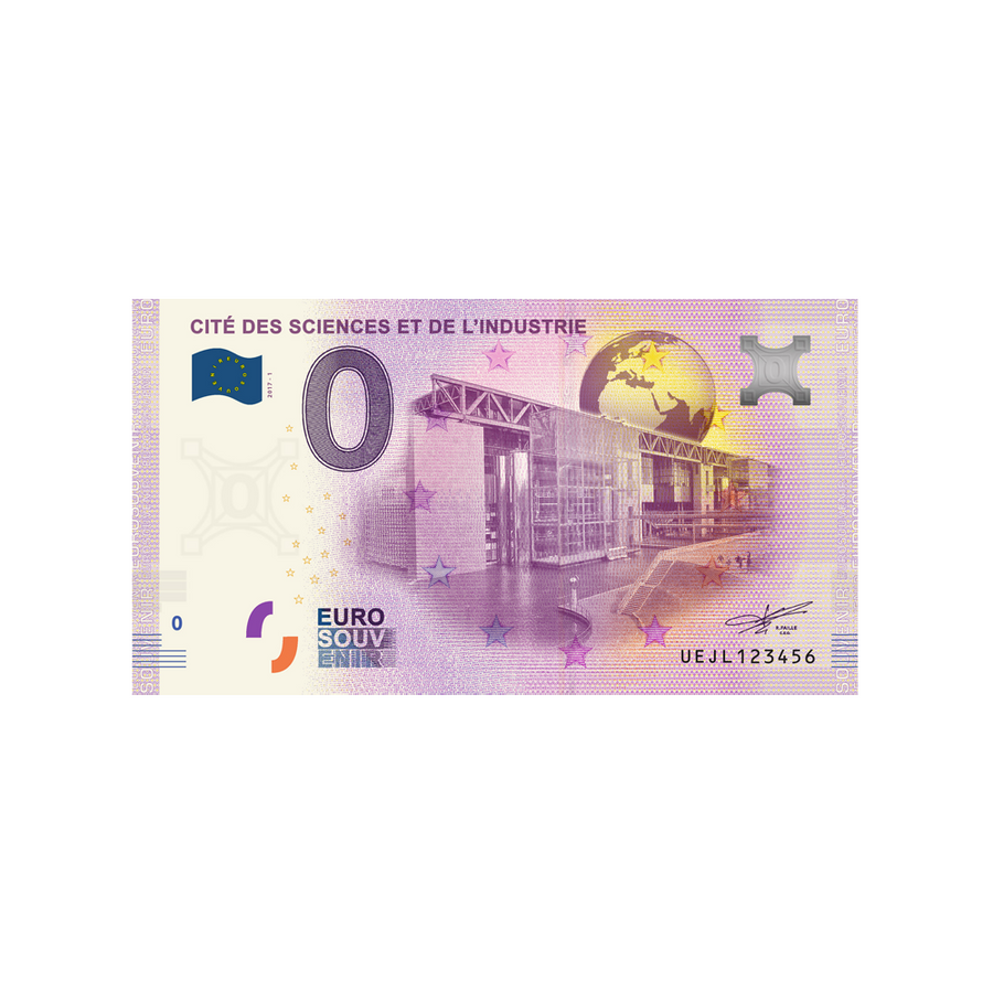 Souvenir ticket from zero euro - City of science and industry - France - 2019