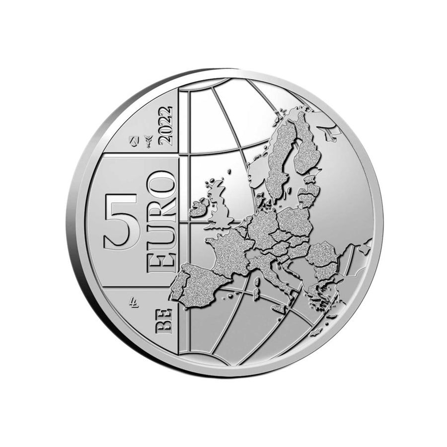 Bélgica 2022 - 5 Euro comemorativo - 70 anos de Marsupilami - Coincd colorido