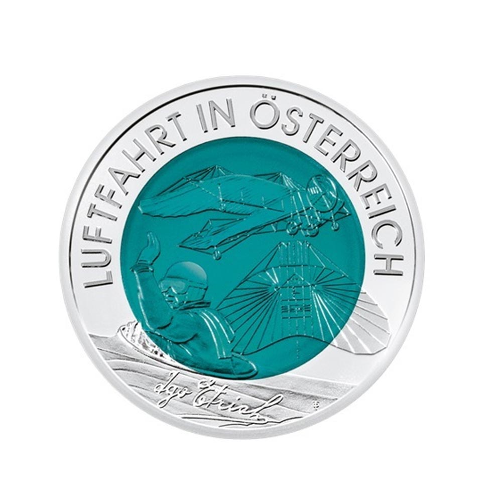 Aviação austríaca - Áustria - moeda de 25 euros de prata nióbio - 2007