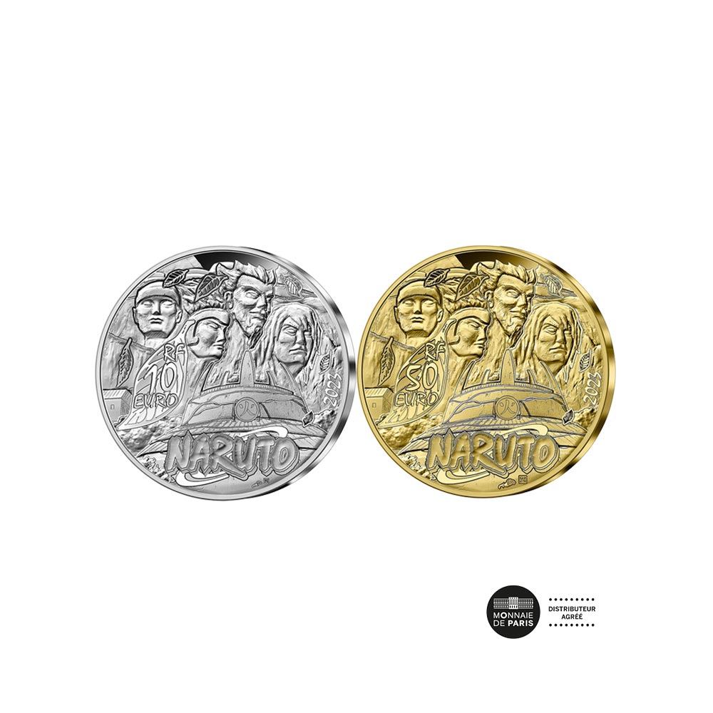 Naruto - Lot of the pieces 10 € Silver and the 50 € OR 1/4 Oz - BE 2023