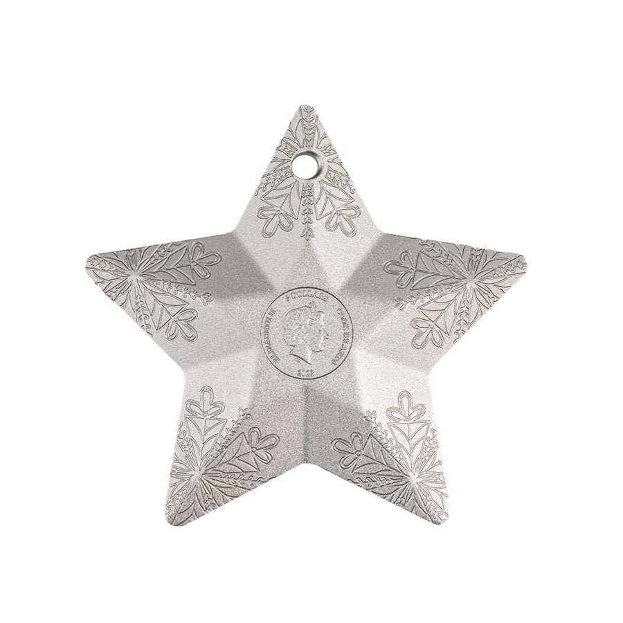 Holiday Ornament - Snowflake Star Silver - 5 dollars currency - BE 2023