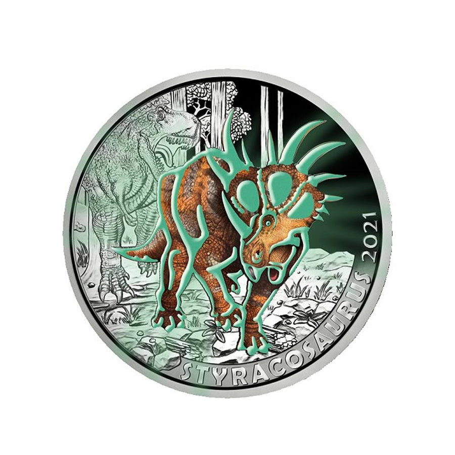 Áustria 2021 - 3 euros comemorativo - Styracosaur - 8/12
