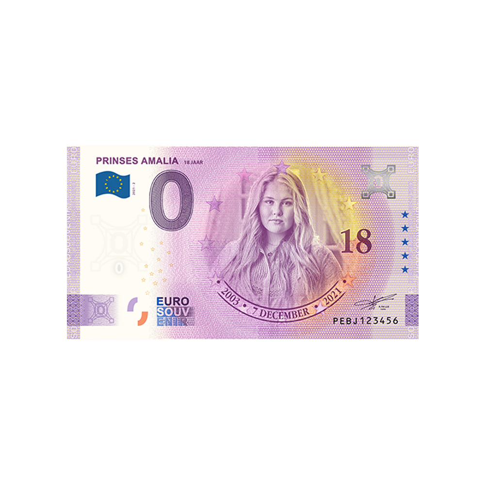 Bilhete de lembrança de zero a euro - prinses amalia - Holanda - 2021