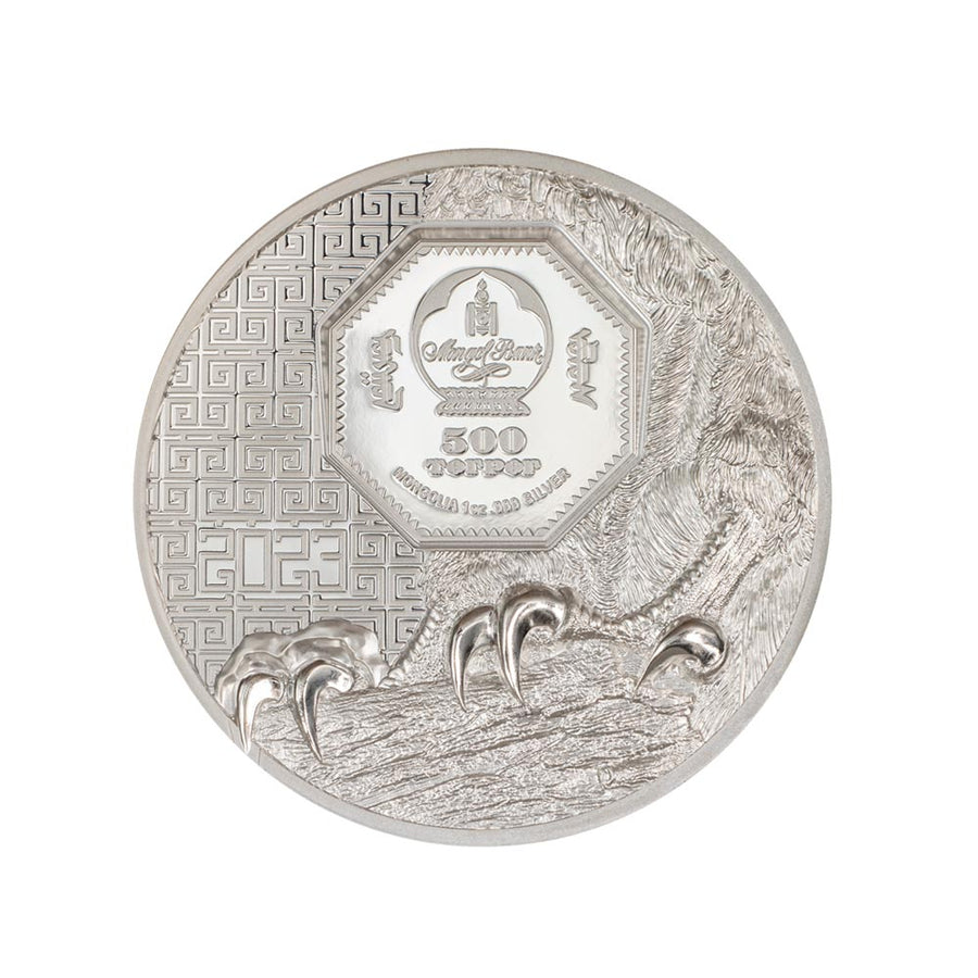 Mongola selvatica - Falcon mongola - 500 togog argento 1 oz valuta - BE 2023