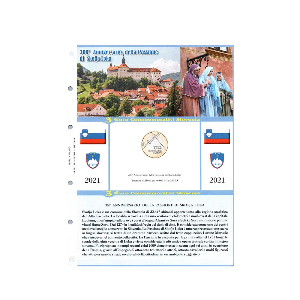 Sheets album 2018 at 2021 - 3 Euro commemorative - Slovenia