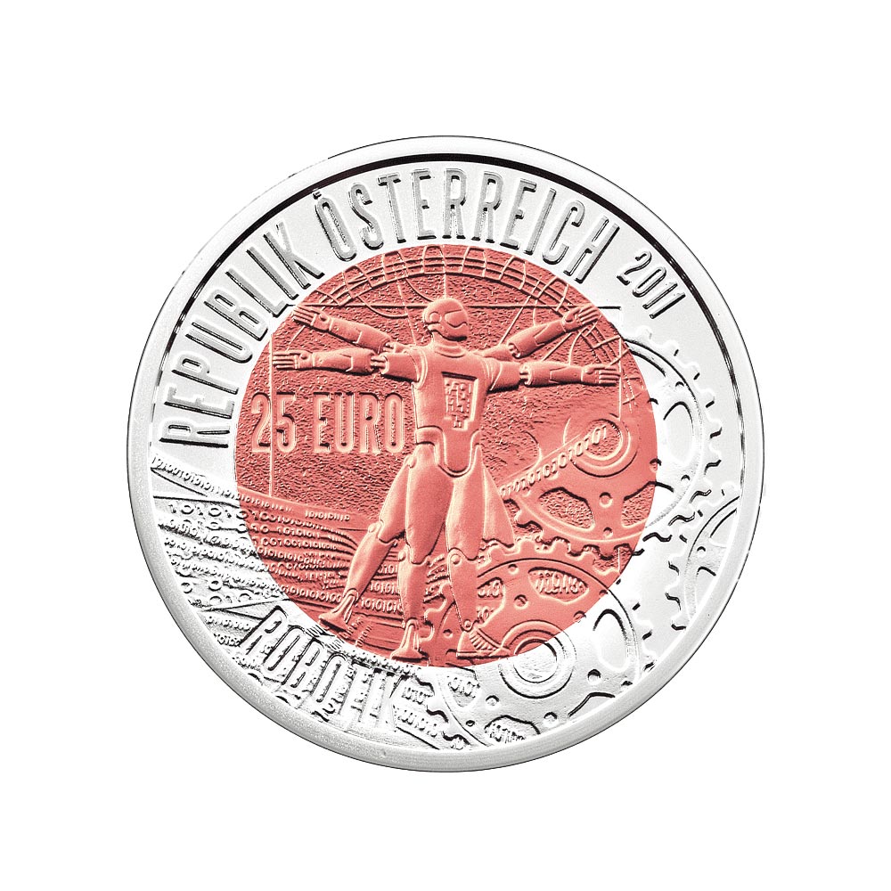 Robótica - Áustria - 25 Euro dinheiro niobium prata - 2011