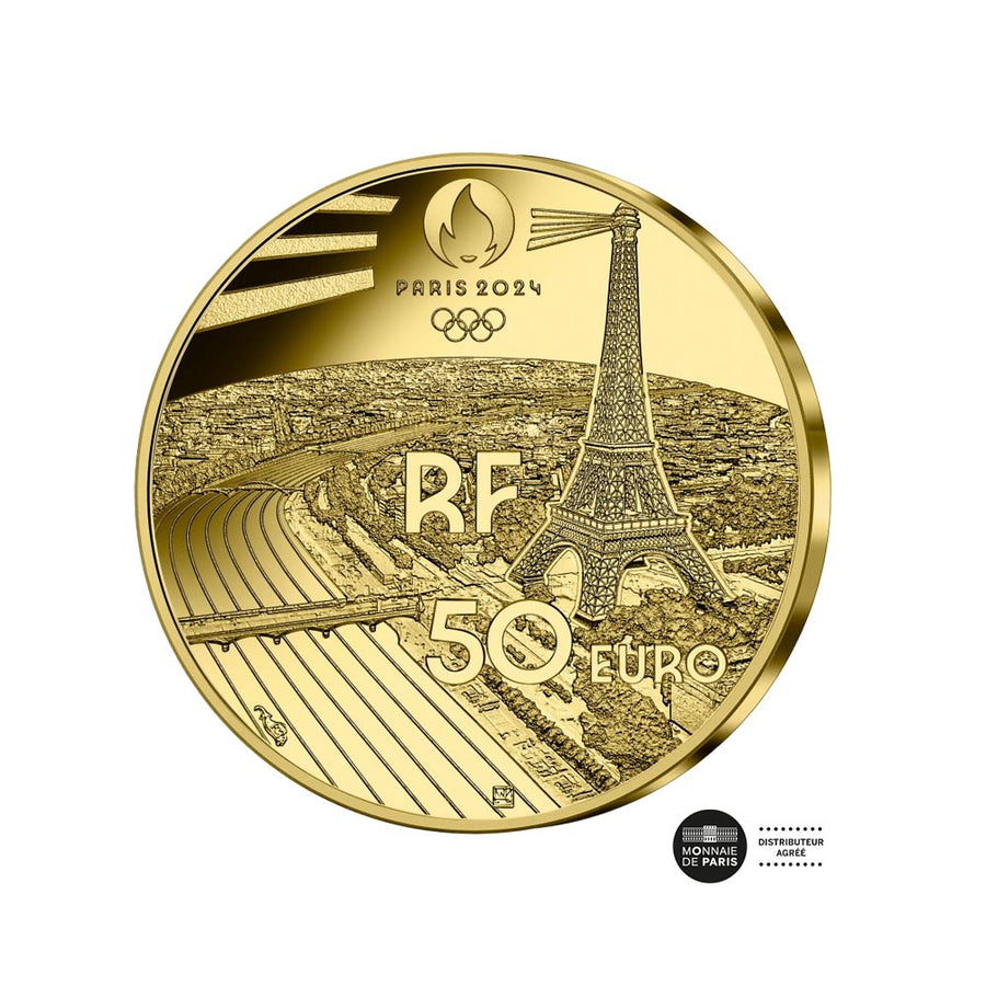 Paris 2024 Giochi olimpici - Les Sports Series - Basket Plyair - Money of € 50 Gold - 1/4 Oz - BE 2023