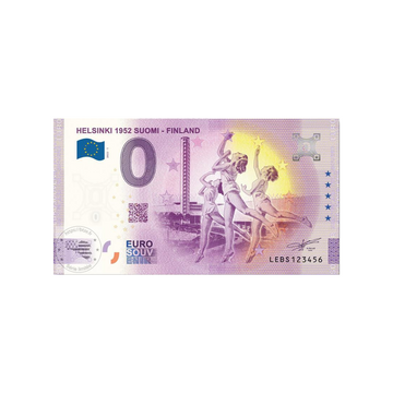 Bilhete de lembrança de zero euro - Helsinque 1952 Suomi - Finlândia - 2022