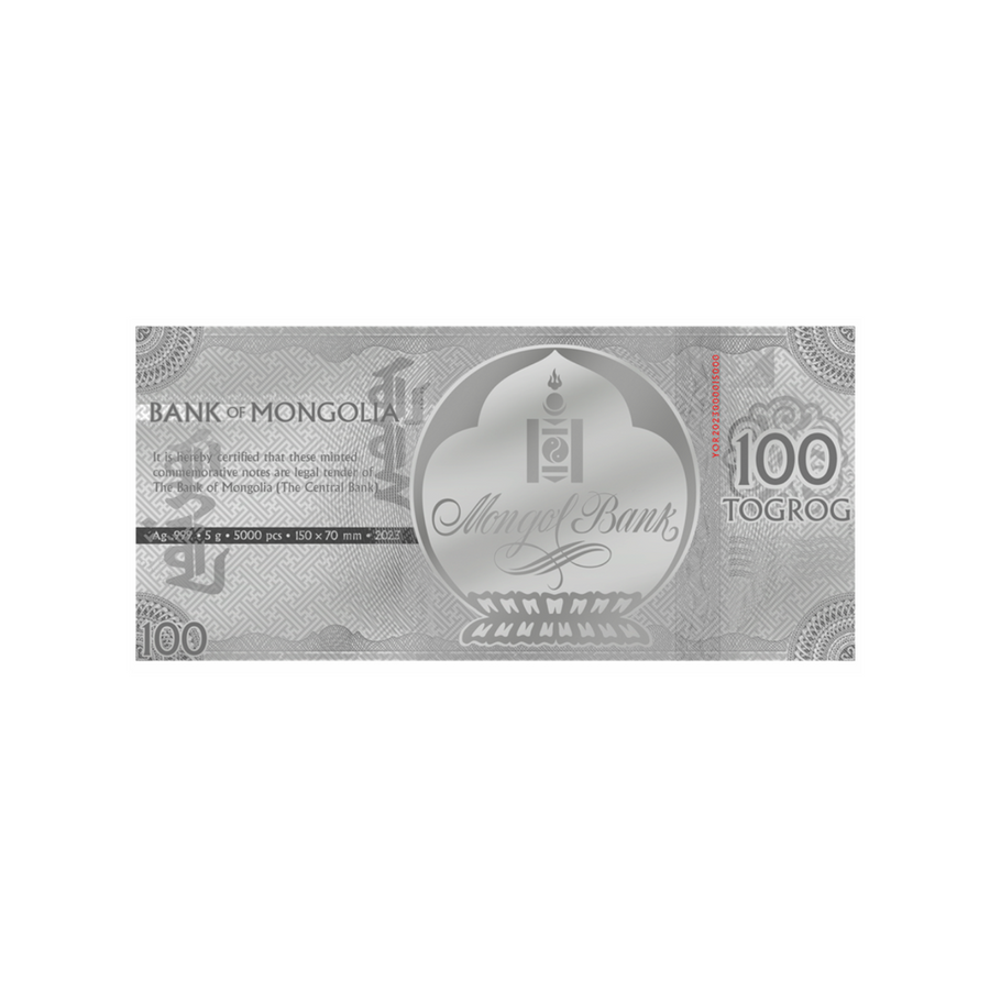 Lunar Collection - Year of the Rabbit Note - 100 toGrog gekleurd Silver Ticket - Be Quality - 2023