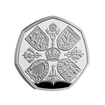 Sua Majestade Rainha Elizabeth II - Moeda de 50 Pence - BU 2022