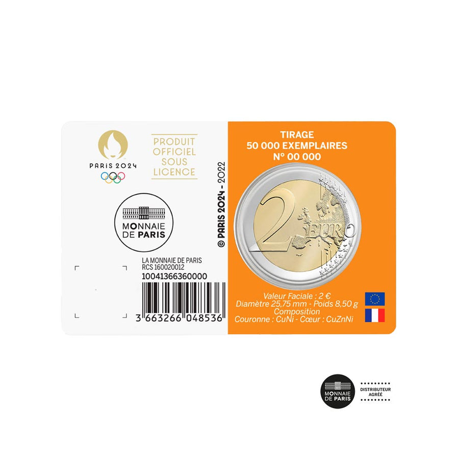 Paris Olympic Games 2024 € 2 commemorative BU 1/5 Year 2 pieces