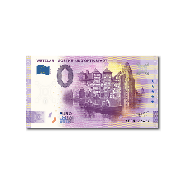 ⁣⁢Nulové euro suvenírová bankovka - Wetzlar - Goethe - Und optikstadt - Nemecko - 2021⁤⁣