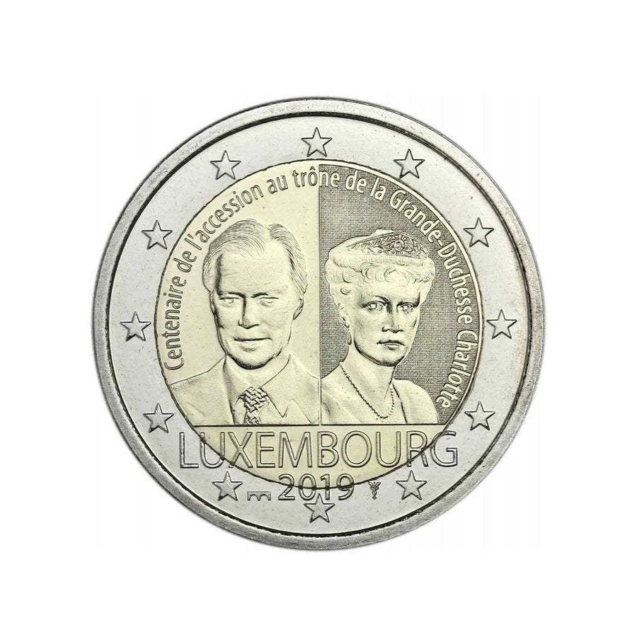 In coincidenza Lussemburgo 2019 - 2 Euro Commemorative - Centesimo anniversario dell'adesione al trono della Grande -duchessa Charlotte