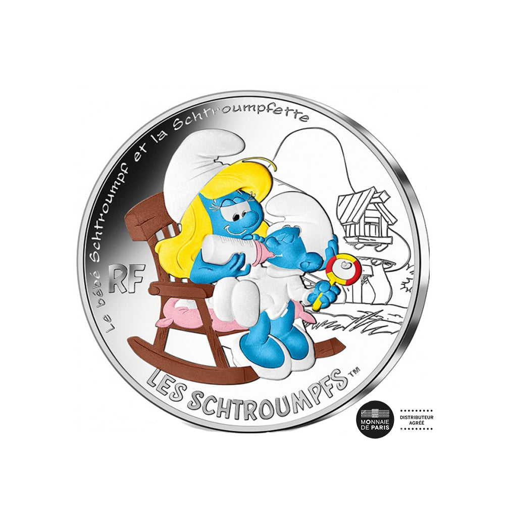Le bébé Schtroumpf - Monnaie de 50€ Argent Colorisée - 2020