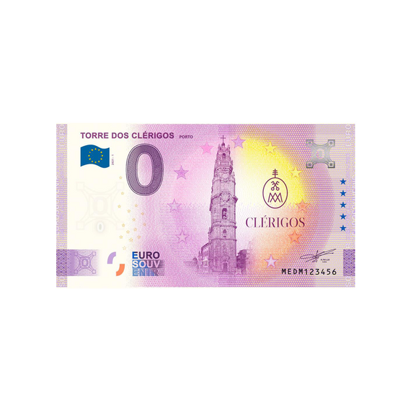 ⁣⁢Nul-euro-souvenirseddel - Torre dos Clérigos - Portugal - 2021⁤⁣