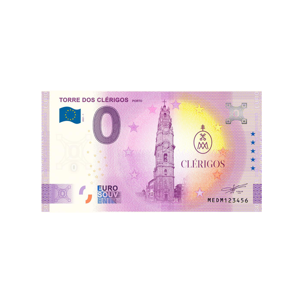 Souvenir -Ticket von Null bis Euro - Torre dos Clérigos - Portugal - 2021