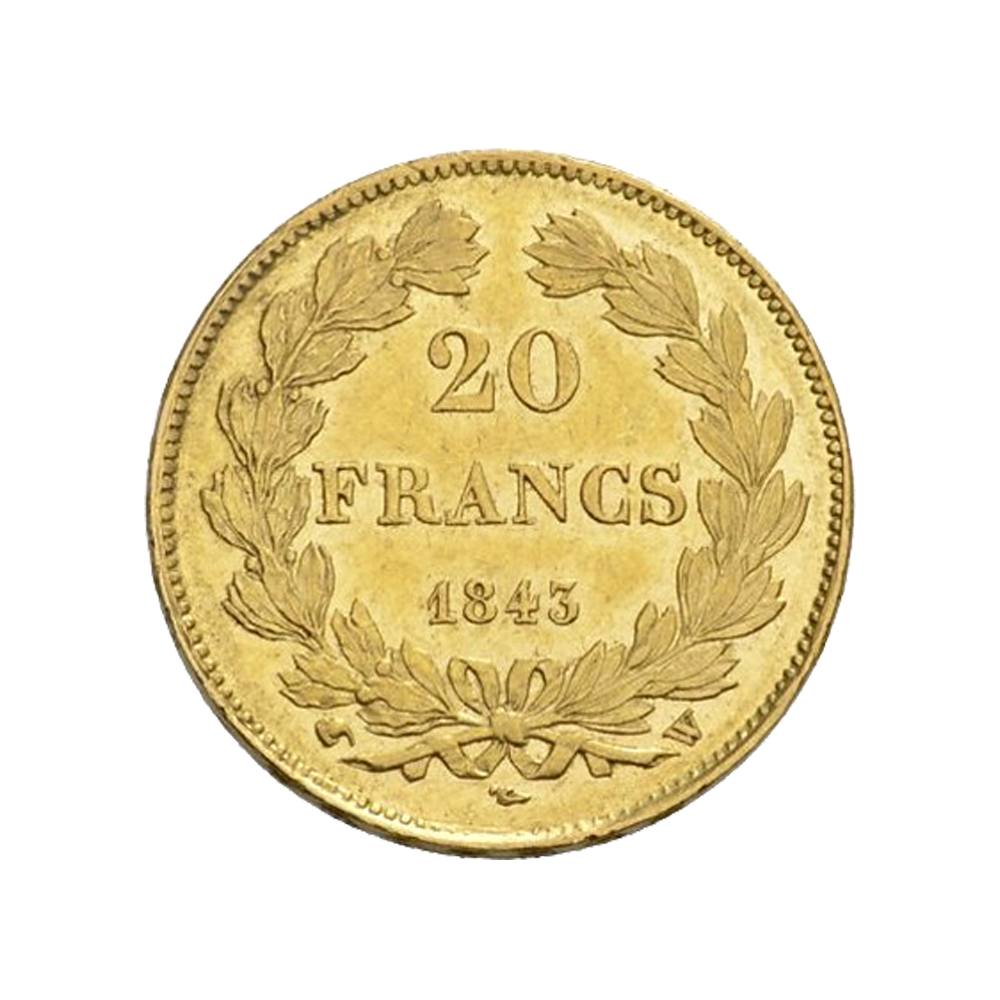 20 Francs Gold - Louis Philippe Head Laurée