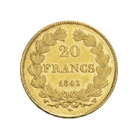 20 franchi oro - Louis Philippe Head Laurée