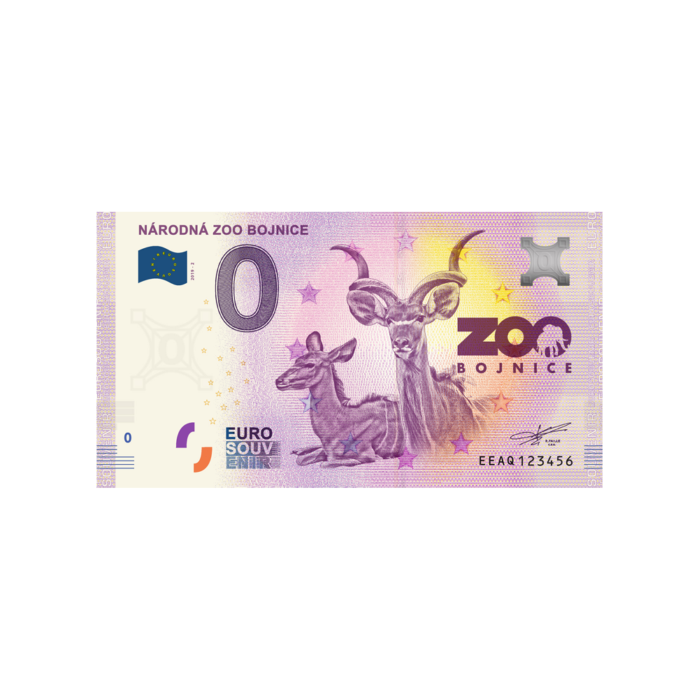 Souvenir Ticket van Zero Euro - Narodna Zoo Bojnice - Slowakia - 2019