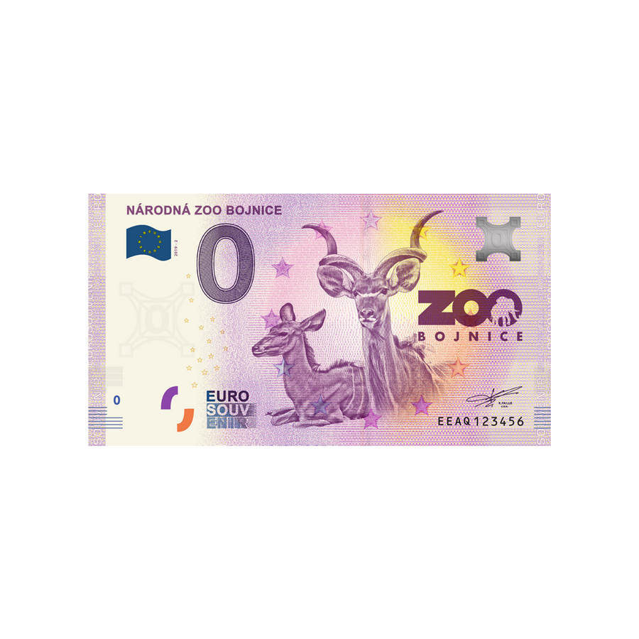 Bilhete de lembrança de zero euro - zoológico de Narodna Bojnice - Eslováquia - 2019