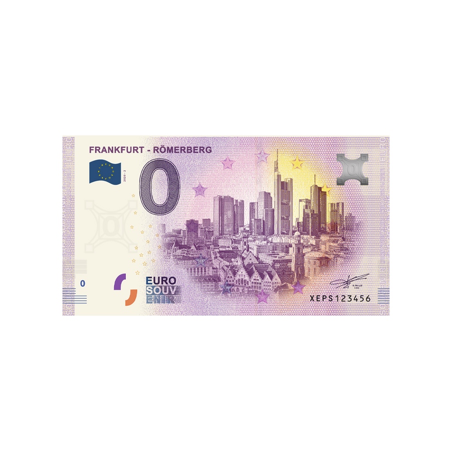 Biglietto di souvenir da zero a euro - Francoforte - Römerberg - Germania - 2020