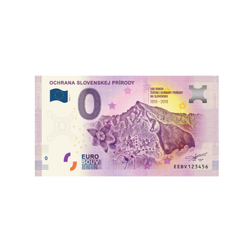 Bilhete de lembrança de Zero Euro - Ochrana Slovenskej Primody - Eslováquia - 2019