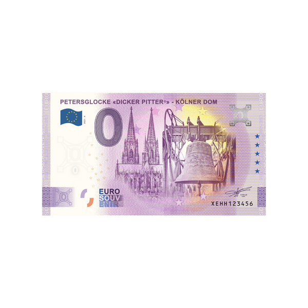 ⁣⁢Zero Euro Souvenir Banknote - Petersglocke "Dicker Pitter" - Kölner Dom - Germany - 2021⁤⁣