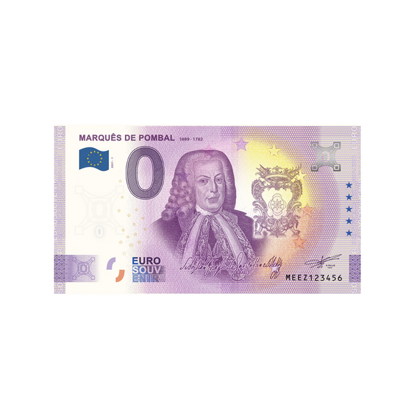 ⁣⁢Null-Euro-Souvenirschein - Marquês de Pombal - Portugal - 2021⁤⁣