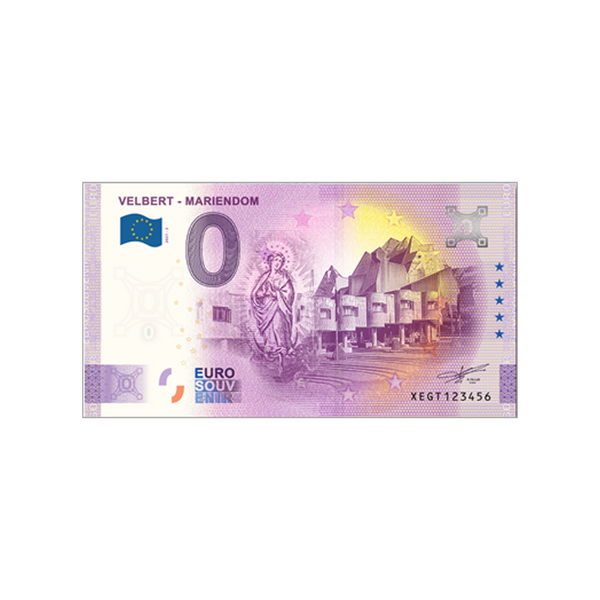 ⁣⁢Zero Euro Souvenir Banknote - Velbert - Mariendom - Germany - 2021⁤⁣