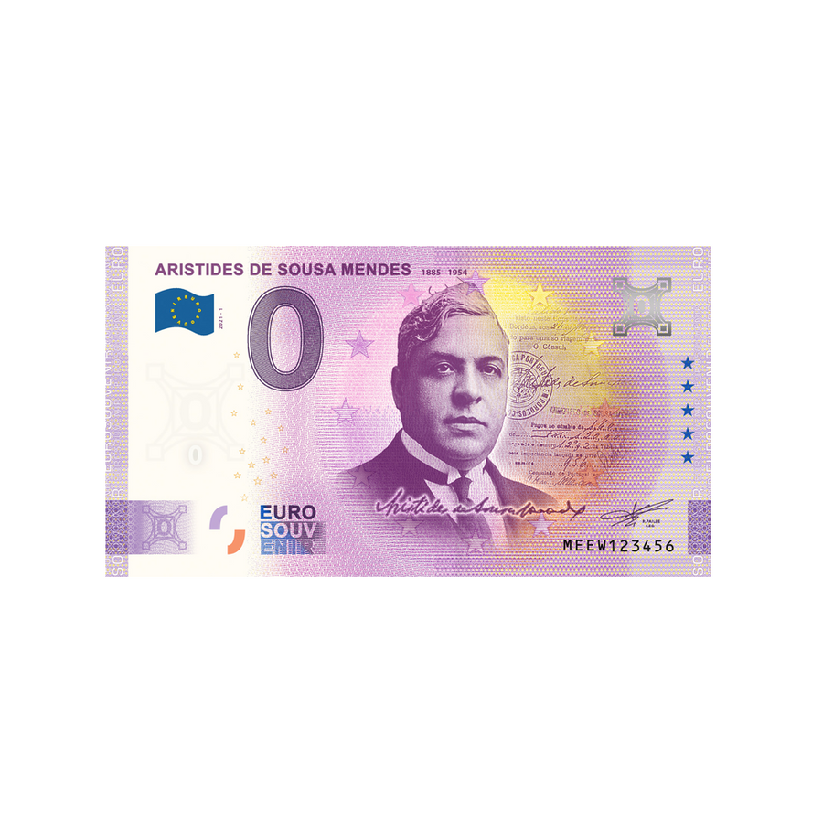 Biglietto souvenir da zero a euro - Aristides de Sousa Mendes - Portogallo - 2021