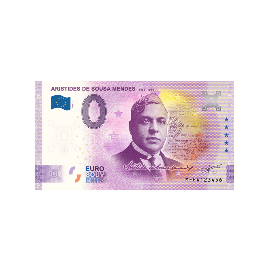 Souvenir -ticket van nul tot euro - Aristides de Sousa Mendes - Portugal - 2021