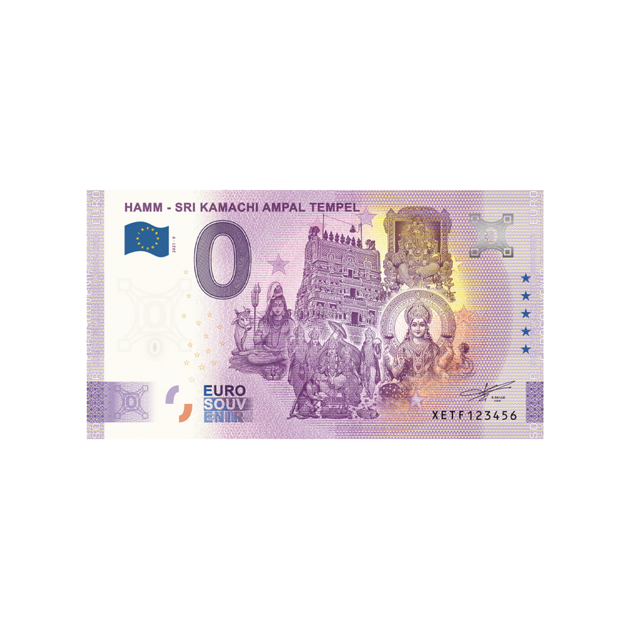 Billet souvenir de zéro euro - Hamm - Sri Kamachi Ampal Tempel - Allemagne - 2021