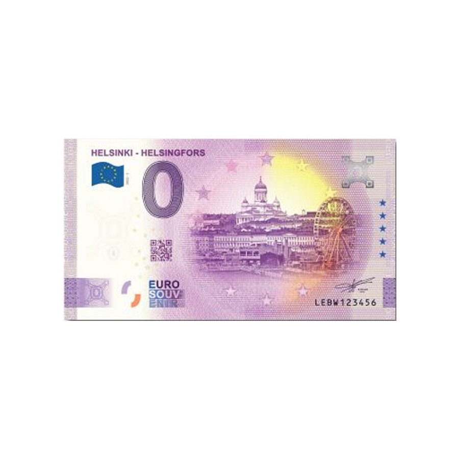 Billet souvenir de zéro euro - Helsinki - Helsingfors - Finlande - 2022