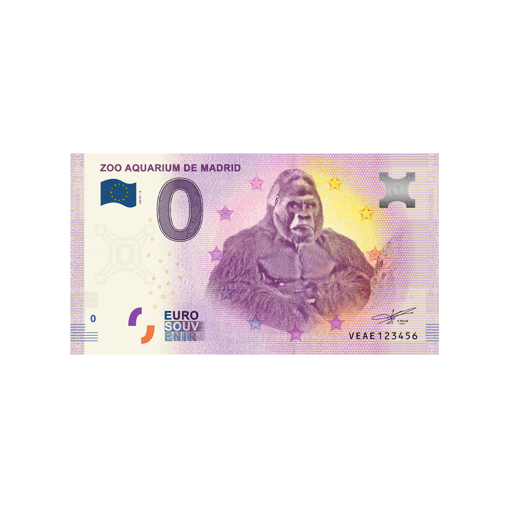 Bilhete de lembrança de zero para euro - Madri - Espanha - 2019 Zoo de Aquário - 2019