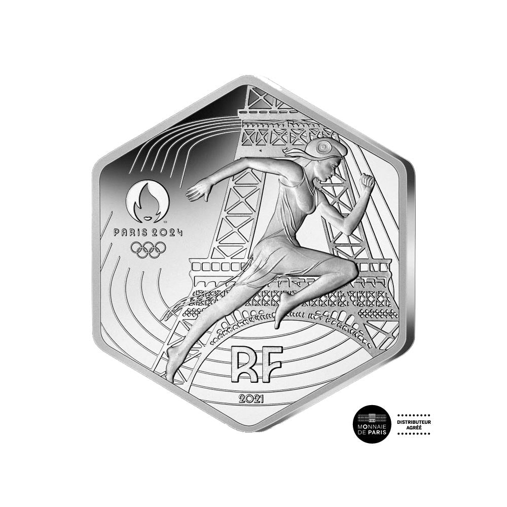 Paris Games Olímpicos 2024 - 10 € Prata hexagonal