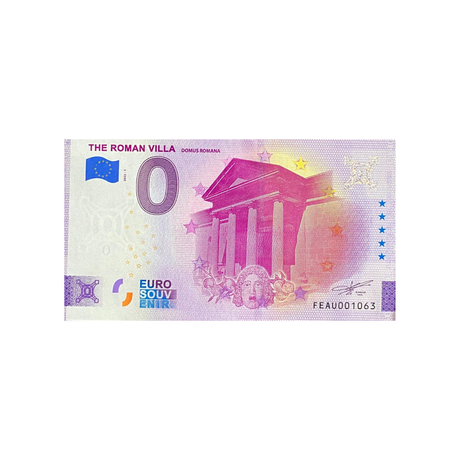 Souvenir -Ticket von Zero Euro - Die Roman Villa - Domus Romana - Malta - 2022
