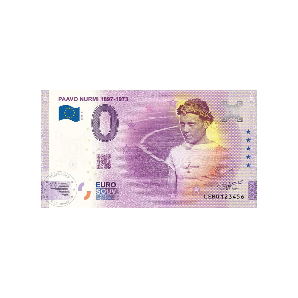 Billet souvenir de zéro euro - Paavo Nurmi 1897-1973 - Finlande - 2022