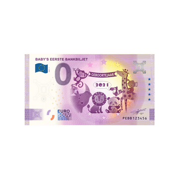 Souvenir -Ticket von Null bis Euro - Babys Eerste Bankbiljet - Niederlande - 2021