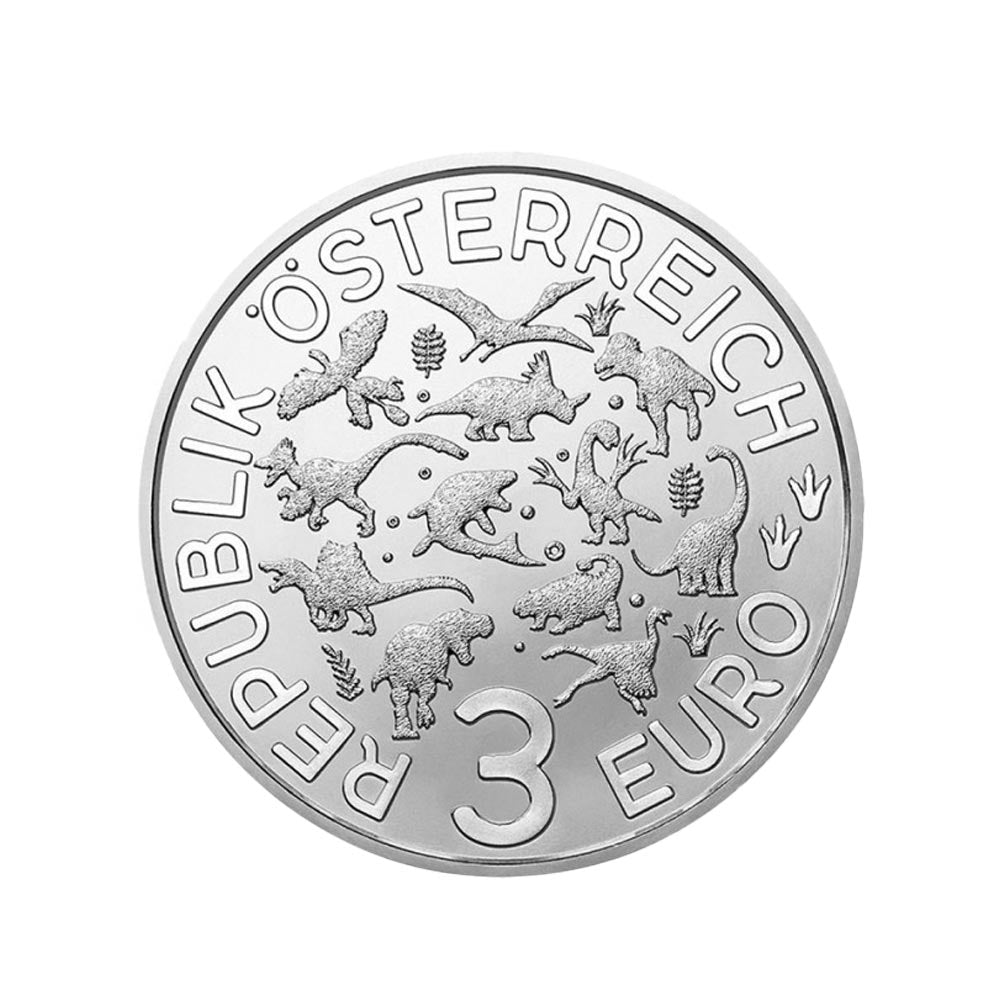 Áustria 2021 - 3 euros comemorativo - Deinonychus - 7/12