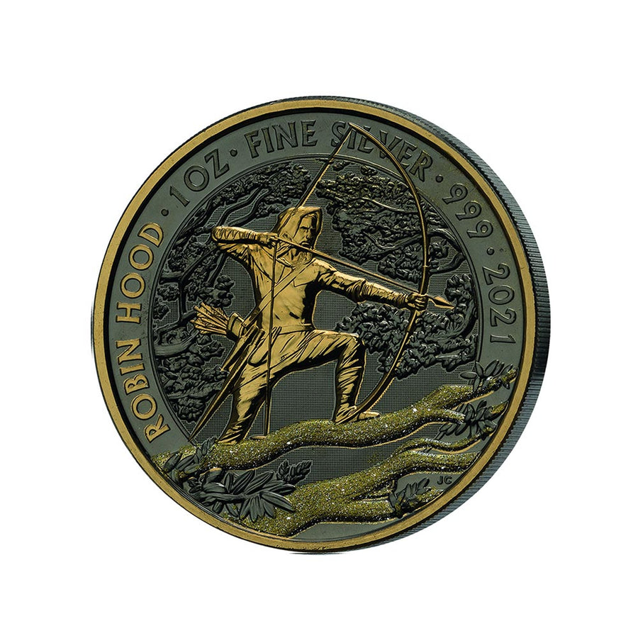 Golden Enigma Premium - Robin Hood - Los 3 Währungen von 2 Pfund Silber - BU 2021/2022
