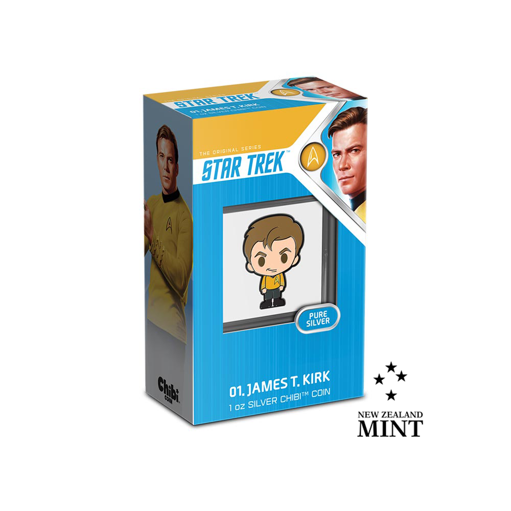 Coleção de moedas Chibi - Capitão James T Kirk - Star Trek - 1 oz