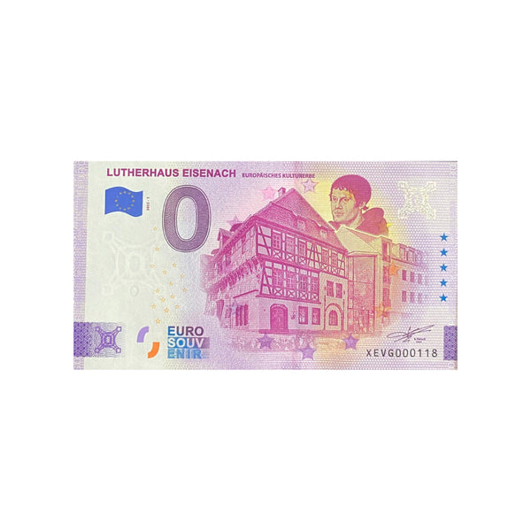 ⁣⁢Null-Euro-Souvenirschein – Lutherhaus Eisenach – Europäisches Kulturerbe – Deutschland – 2022⁤⁣